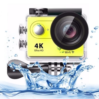 Caméra Sport 4 K Ultra HD 12 Mp LCD 2 Pouces Wifi 170 Degrés Étanche Jaune YONIS