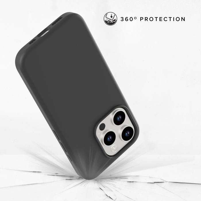 Funda antigolpes de gel de silicona suave para Apple iPhone 15 Pro, negro satinado