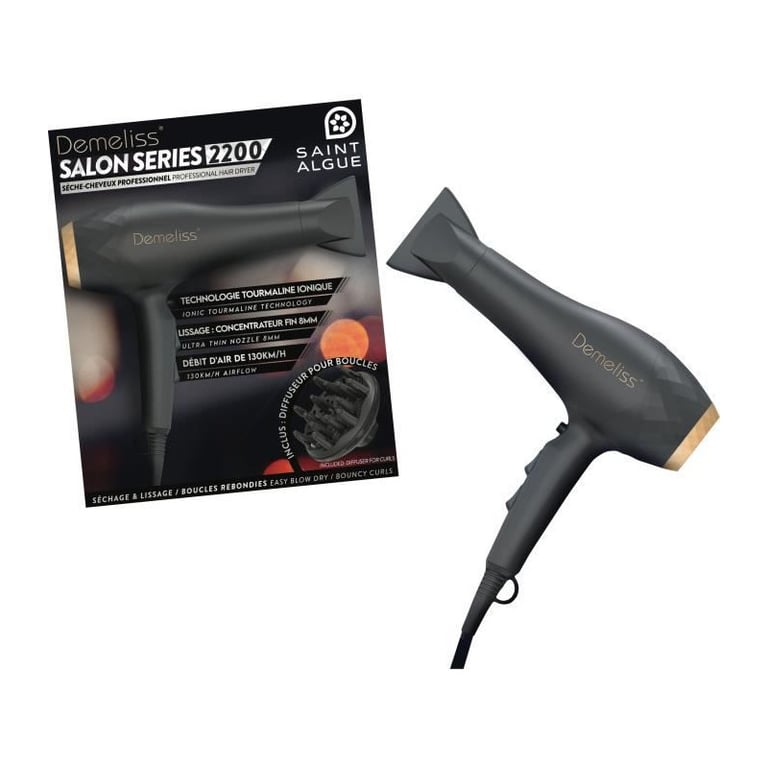 Sèche cheveux SAINT ALGUE Demeliss Salon Series Moteur Professionnel Concentrateur et diffuseur inclus - vue 2