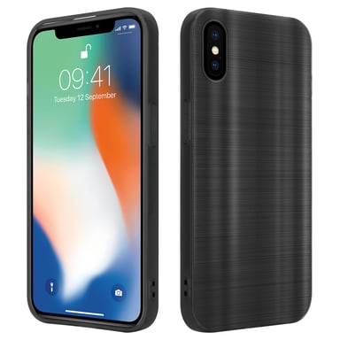 Coque pour Apple iPhone X / XS en Brushed Noir Housse de protection Étui en silicone TPU flexible au design brossé