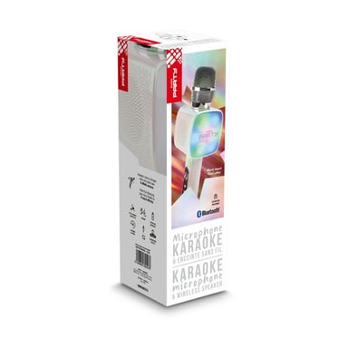 Micrófono de karaoke portátil BIGBEN PARTYBTMIC2WH 15W Bluetooth 5.0 4 efectos LED multicolor 1800 mAh Blanco