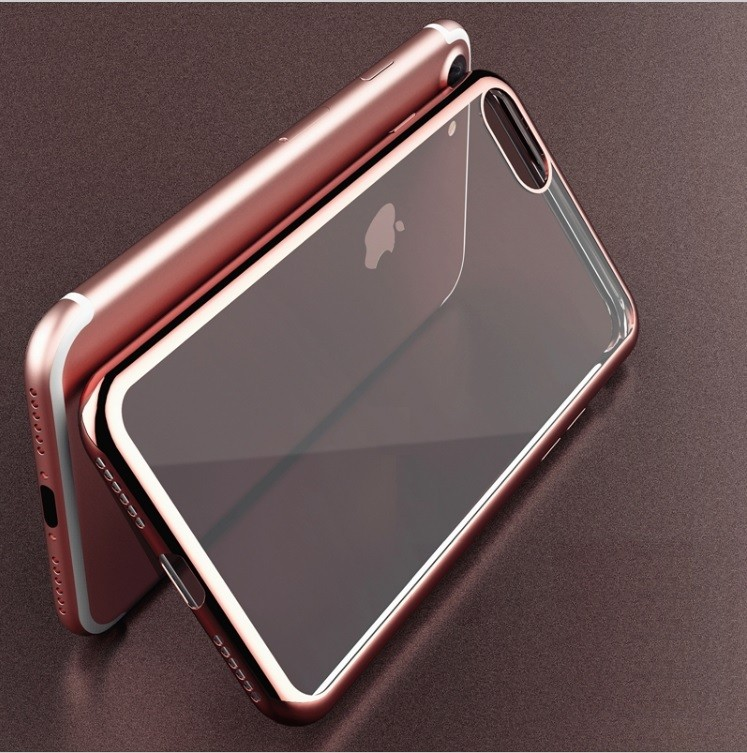 Coque Chrome Silicone IPHONE 8 APPLE Contour Transparente Bumper Protection Gel Souple (ROSE BONBON)