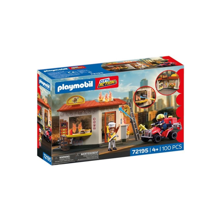 PLAYMOBIL City Action 72195 Restaurant en feu & quad de pompiers - vue 2