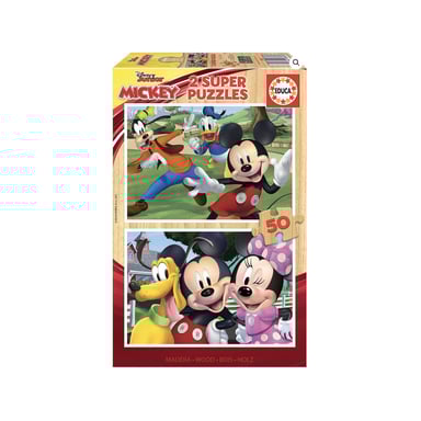 Set de 2 puzzles de madera de Mickey Mouse - 50 piezas cada uno