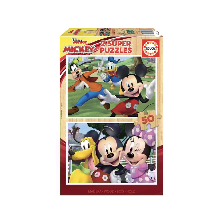 Ensemble de 2 Puzzles en Bois Mickey 50 Pièces Chacun Neuf