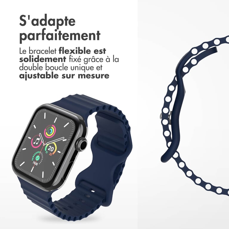 imoshion Bracelet Athletic en silicone pour Apple Watch | 38/40/41/42 mm - Bleu foncé - Neuf