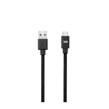 WE Cable plano USB-C a USB 2m para Samsung S8/S9/S10, MacBook Pro, Google Pixel/Chromebook, Huawei P20/P30 Xiaomi - Negro.