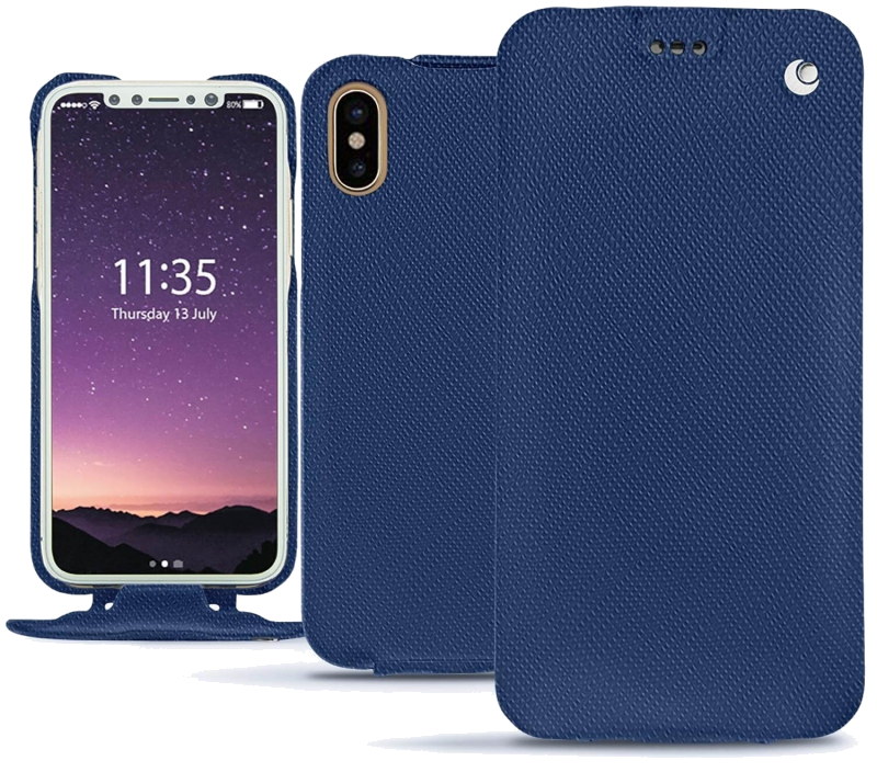 Housse cuir Apple iPhone X - Rabat verticalBleu