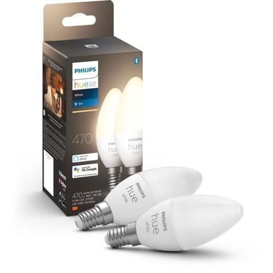 PHILIPS Hue White - Bombillas LED conectadas E14 - Compatible con Bluetooth - Pack de 2