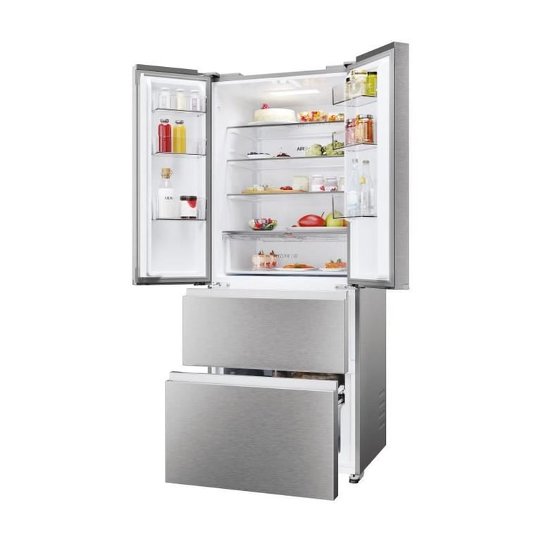 Réfrigérateur multi-portes - HAIER - HFR3718ENMM - Classe E - 402 L (262 + 140) - 37 dB - Gris - Neuf