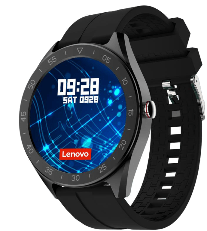 LENOVO Montre connectée à cadran rond, Noir