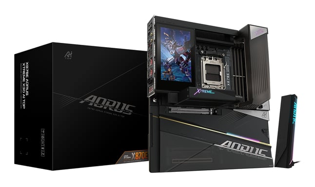 GIGABYTE X870E AORUS XTREME X3D AI TOP Carte Mère - Prend en charge les processeurs AMD Ryzen série 9000, VRM 24+2+2 phases, jusqu'à 9000MHz DDR5 (O.C.), 2xPCIe 5.0 M.2 + 3xPCIe 4.0 M.2, Wi-Fi 7, LAN 10GbE, USB 4