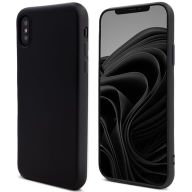 Moozy Lifestyle. Coque conçue pour iPhone X et iPhone XS, noire – Coque en silicone liquide avec finition mate et doublure en microfibre douce.