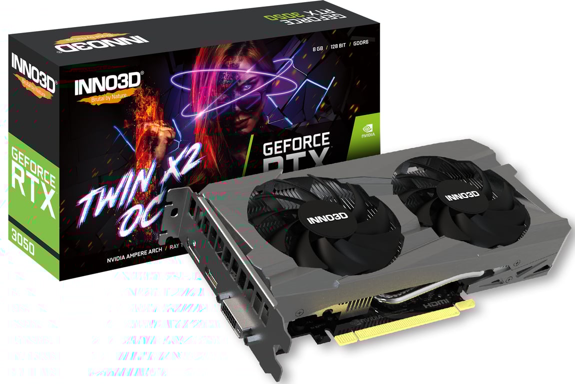 INNO3D GeForce RTX 3050 Twin X2 OC NVIDIA 8 Go GDDR6 Neuf - vue 3