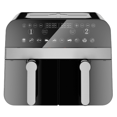 Friteuse à air chaud Airfryer numérique double panier Noire 2400W 9L Comfy Nest CNAFD45NB