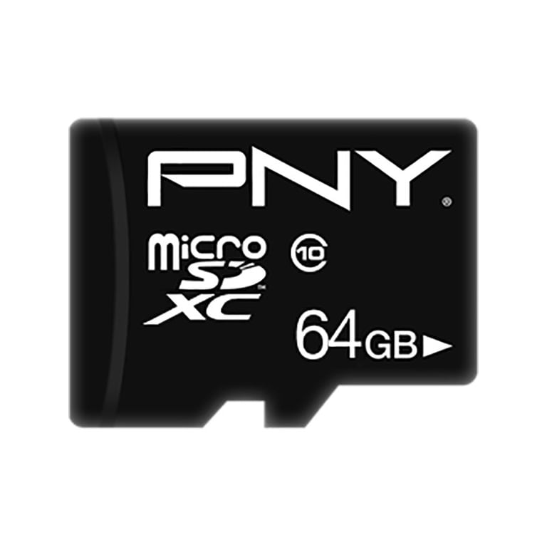 Pny Carte Mémoire MicroSD 64GB Class 10 Modèle Performance Plus 50 Mb/s Noir - vue 4