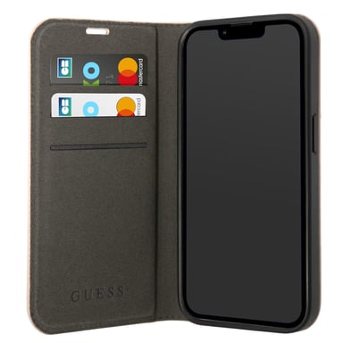 Guess Funda Folio para iPhone 14 Printed 4G Trendy Rosa