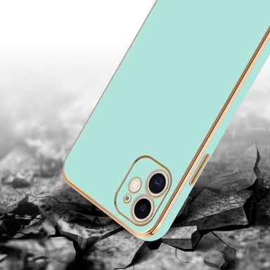 Coque pour Apple iPhone 11 en Glossy Vert Menthe - Or Housse de protection Étui en silicone TPU flexible et avec protection pour appareil photo