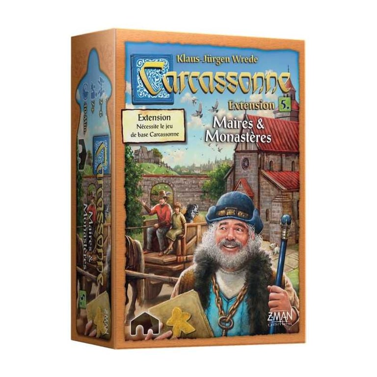 Extension Carcassonne ASMODEE Extension 5 : Maires et Monastères - Boîte bleue - Neuf