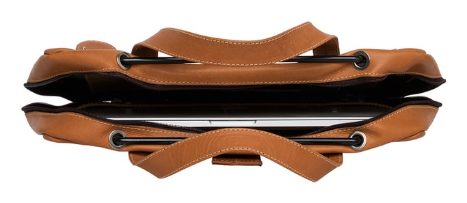 R-Go Tools Sacoche pour ordinateur portable R-Go Viva, cuir, avec support intégré pour ordinateur portable, produit social, marron