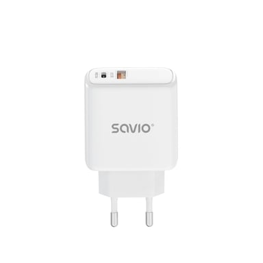 Savio LA-06 USB Type A & C Quick Charge Power Delivery 3.0 Indoor Tablette, téléphone Blanc Secteur Charge rapide Intérieure