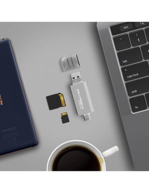 Altadif ALTSDREADER3IN1 Lettore di schede di memoria USB Tipo-A/USB Tipo-C/Micro-USB Bianco