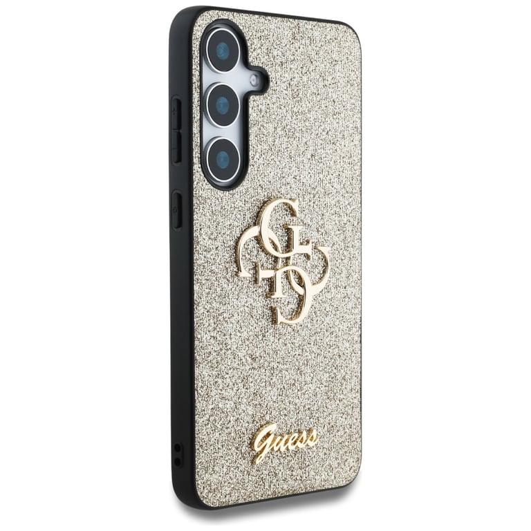 Étui Guess Fixed Glitter Big 4G Metal Logo pour Samsung Galaxy S25+ or - Neuf