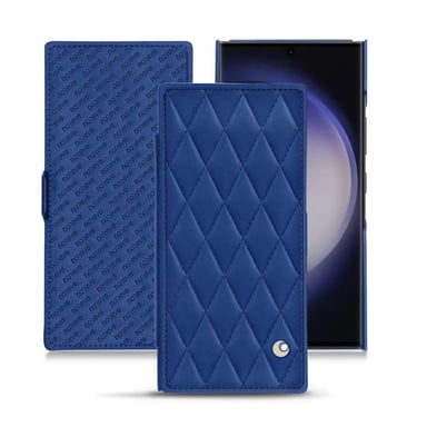 Housse cuir Samsung Galaxy S23 Ultra - Rabat horizontal - Bleu - Cuir lisse couture