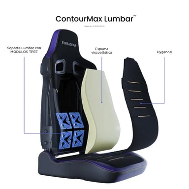 Sedia gaming XL Vertagear PL4800 HyGenNX Midnight Purple – Ergonomia ContourMax™, ventilazione VertaAir™, tessuto antiodore, braccioli 4D