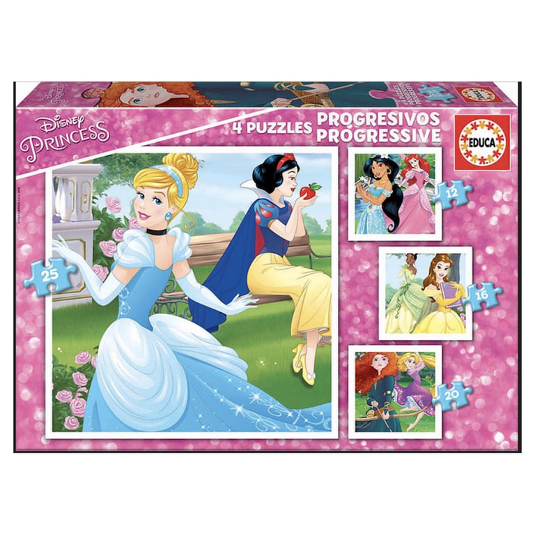Puzzle progressif Disney Princesses 4 puzzles de 12 à 25 pièces pour enfants Neuf