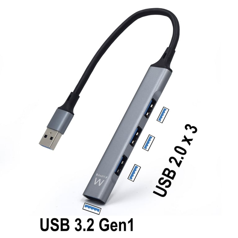 Ewent EW1144 hub & concentrateur USB 3.2 Gen 1 3.1 Gen 1 Type A 5000 Mbit/ Neuf - vue 3