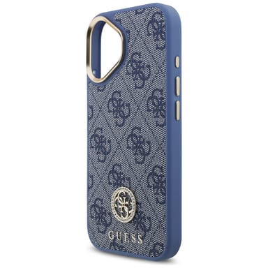 Custodia MagSafe Guess 4G con logo e cinturino grande in metallo per iPhone 17 blu