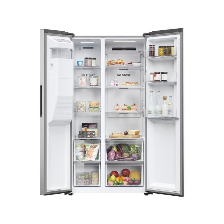 Réfrigérateur américain - HAIER - HSOGPIE9183 - Classe E - 515 L (337+178) - 40 dB - Gris - Neuf