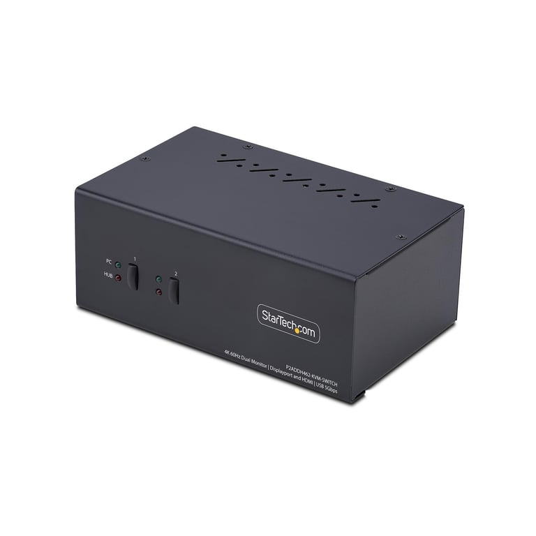 StarTech.com 2 Port Dual Monitor DisplayPort en HDMI KVM Switch 4K 60Hz Commutateur écran clavier audioUSB 2 x KVM / audio / USB 1 utilisateur local de bureau Conformité TAA - vue 3