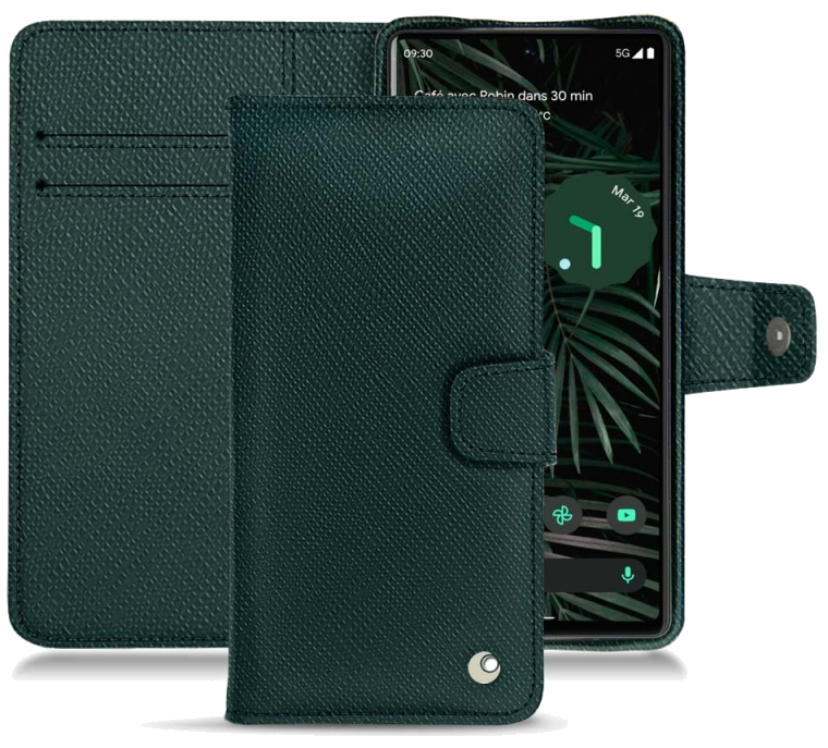 Housse cuir Google Pixel 6 Pro - Rabat horizontal portefeuilleVert