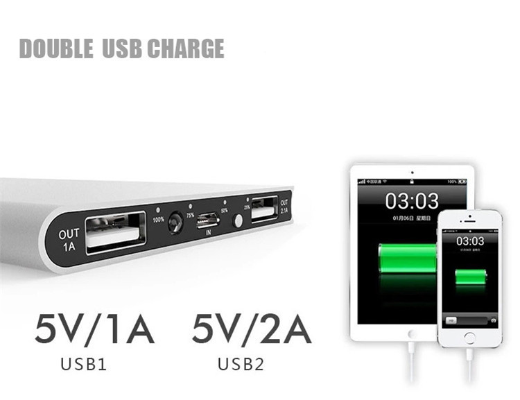 Batterie Externe Plate pour Smartphone Tablette Chargeur Universel Power Bank 6000mAh 2 Port USB