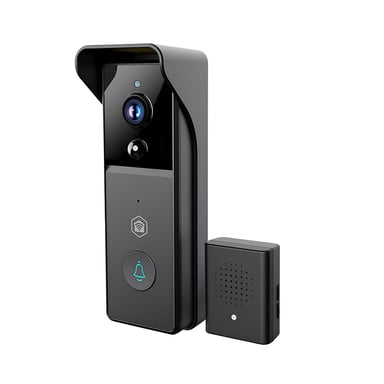 Nedis Videoportero Wi-Fi 3MP Full HD 1296p IPX44 con timbre USB de 4400 mAh Negro