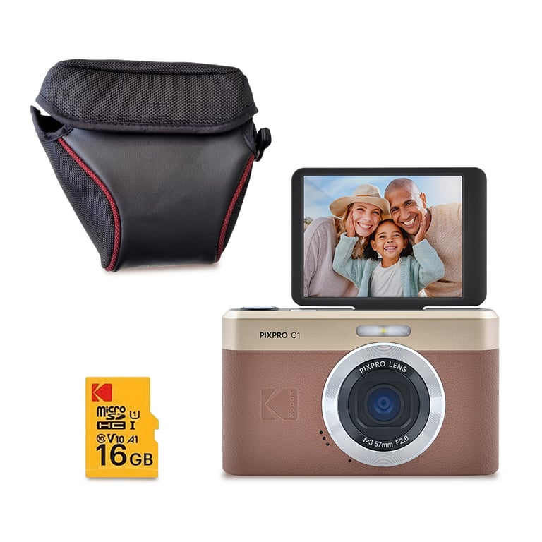 Kodak Pixpro C1 Appareil Photo Ultra Compact 13MP Zoom 4x LCD 2.8 Flash LED – + Carte microSDHC + Étui de Protection Kodak - vue 3