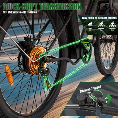 Bicicleta eléctrica urbana WITAMBIKE C26 PRO para adultos, batería de 36 V y 20 Ah - Blanca
