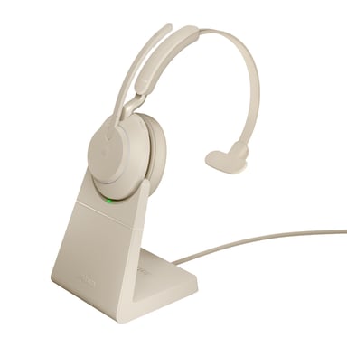 Jabra Evolve2 65, MS Mono Casque Sans fil Arceau Bureau/Centre d'appels USB Type-C Bluetooth Beige