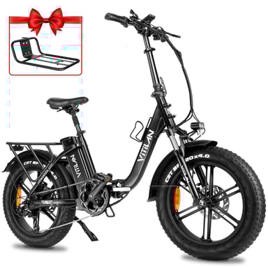 Vitilan U7 2.0 Bici elettrica pieghevole passo-passo 20'' Motore 750 W Batteria al litio rimovibile 48 V 20 Ah Freno a disco idraulico-Nero