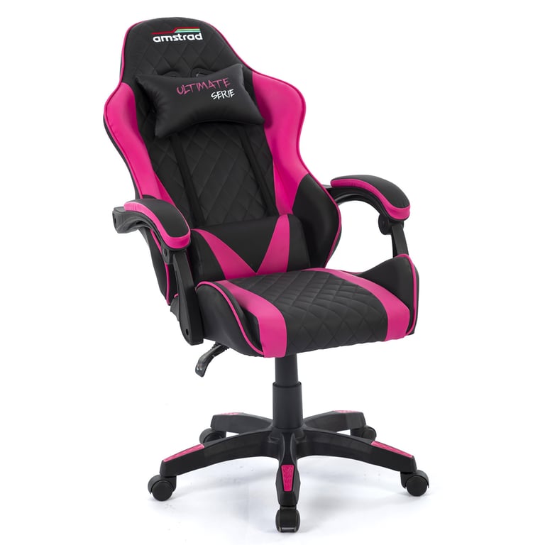 Amstrad ULTIMATE FUSHIA Fauteuil / Chaise de bureau Gamer coloris & fushia coussin lombaire & appuie tête - vue 3