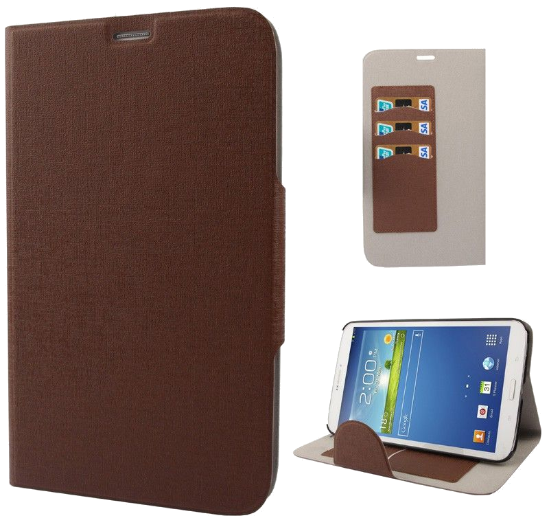 Housse Samsung Galaxy Tab 3 Sm T3100 8' Rigide Tissu Porte-Cartes Paysage Marron Faux cuir YONIS