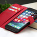 Étui Portefeuille pour iPhone 8 Plus / 7 Plus Support et Languette Magnétique Rouge