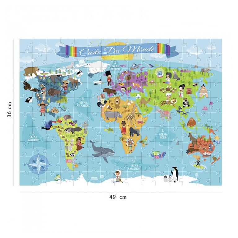 Puzzle 150 pièces : Carte du monde Ravensburger Nathan - vue 4