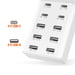 Station de Charge Multiport 4 USB-C + 6 USB 50W Câble 1m Compact Blanc