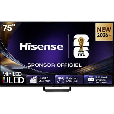 Televisor Smart TV Hisense 75U7S Pro 75” Mini LED QLED 4K 165 Hz Dolby Vision Dolby Atmos Gris/Negro