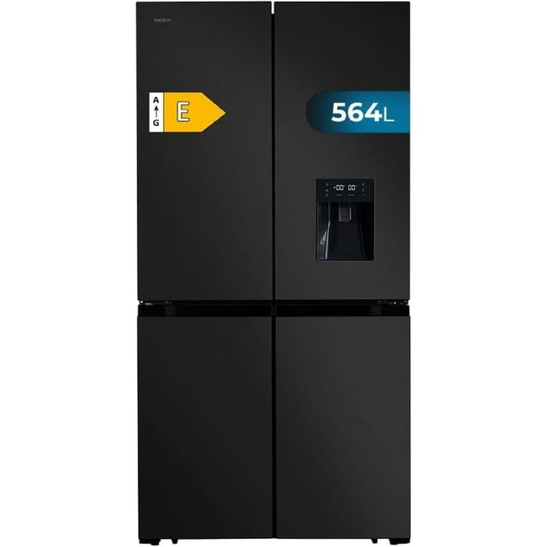 Cecotec Réfrigérateur Américain 4 Portes de 564 Bolero CoolMarket 4D 564 E. 183 cm de Hauteur 91 cm de Largeur Distributeur d'Eau Moteur Inverter Plus NoFrost Total
