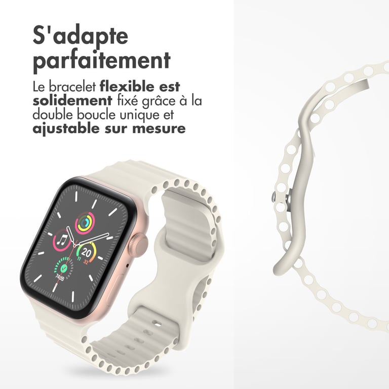 imoshion Bracelet Athletic en silicone pour Apple Watch | 44/45/46/49 mm - Starlight - Neuf