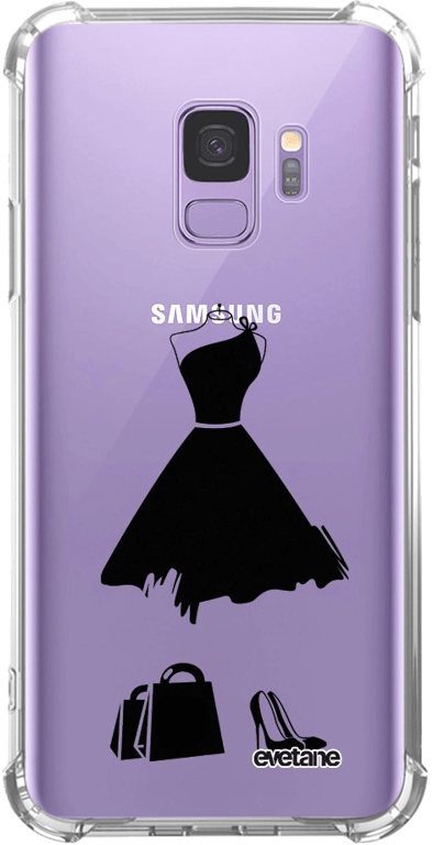 Evetane Coque Samsung Galaxy S9 anti-choc souple angles renforcés  transparente Motif My little black dress